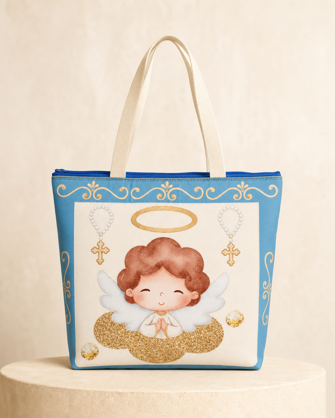 Bolsa artesanal com anjo